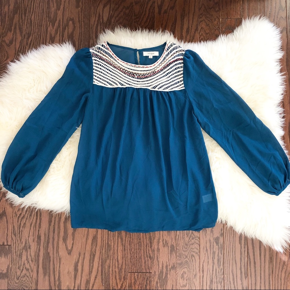 Umgee USA Long Sleeve Sheer Top Size S